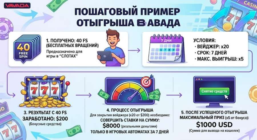 Выполнить вейджер по бонусу от Вавада
